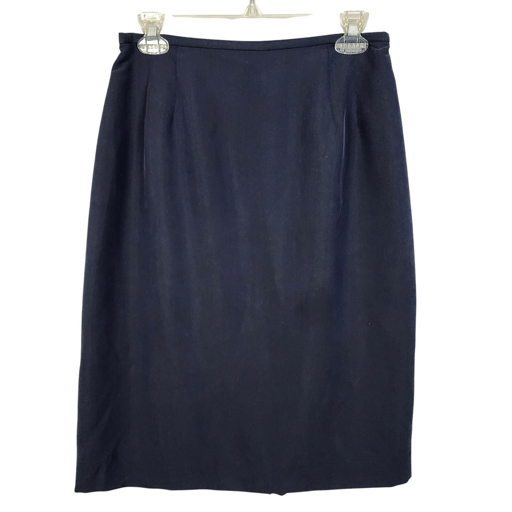 New w/tag AMANDA SMITH Size 10 Navy Blue Rayon Blend Knee Length Pencil Skirt